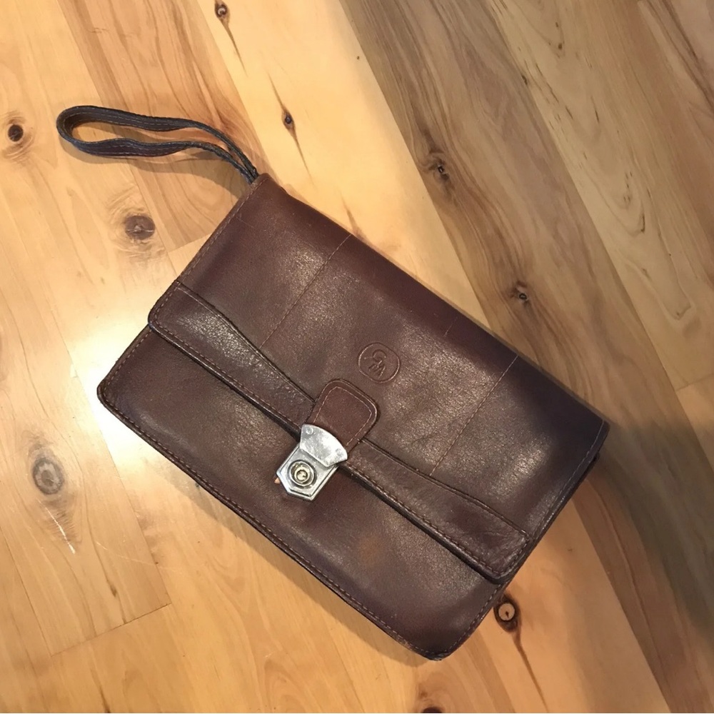 Vintage Genuine Leather Wristlet Wallet Purse Made In Greece